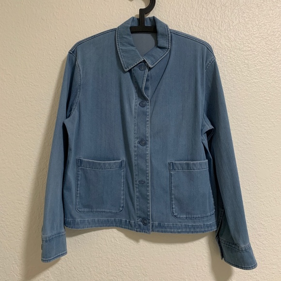 Uniqlo button-down, lightweight jersey jacket size S in Denim Blue color - Picture 1 of 5